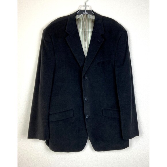 Apt. 9 Men's Corduroy Blazer Jacket Sports Coat Size L Black 3 Button - Picture 1 of 10